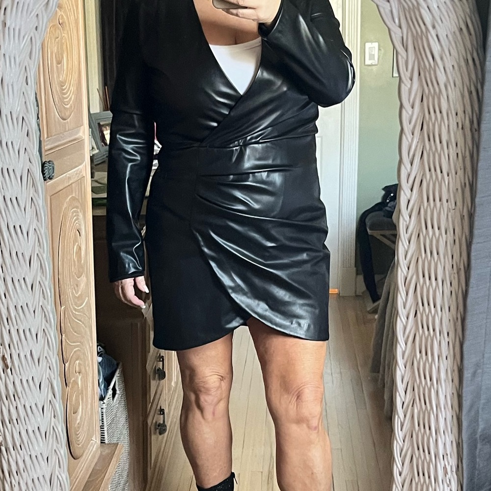 ZARA dress . Not real leather . Gorgeous - Picture 2 of 8